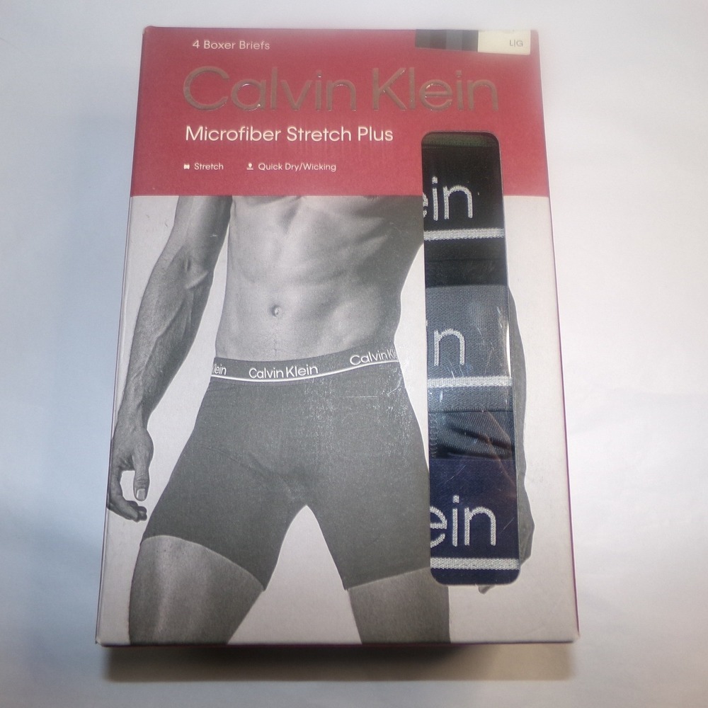 MENS CALVIN KLEIN LRG 36-38~MICROFIBER BOXER BRIEFS UNDERWEAR~4 PAIRS~NIP
